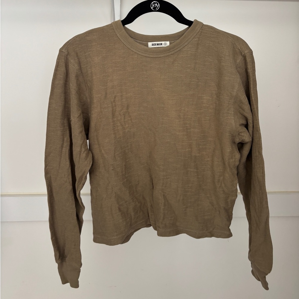 Buck Mason Women’s Khaki Crew in Olive Green